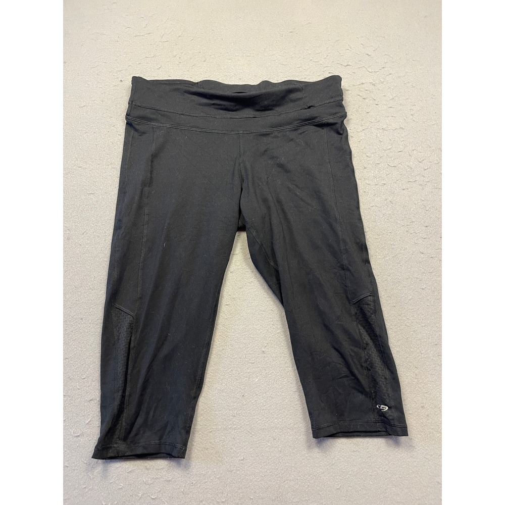 Champion Duo Dry Leggings Polyester Spandex Black Large Womens